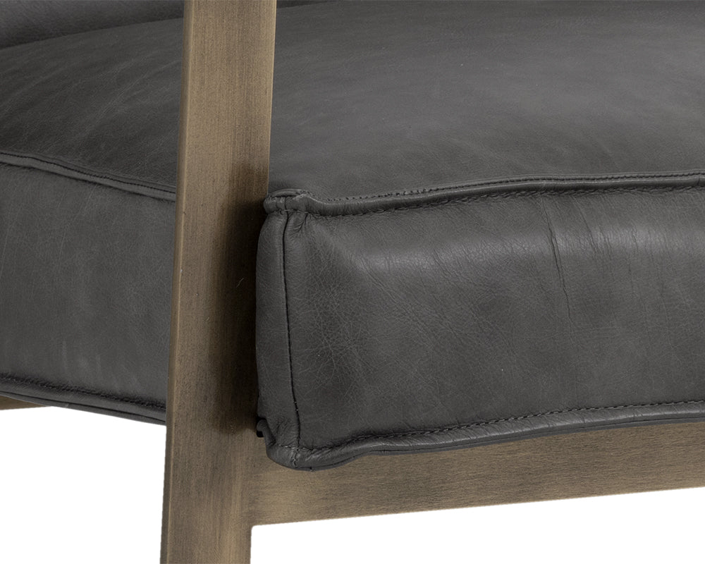 Sunpan Kristoffer Lounge Chair - Vintage Peacock/Steel Grey/Vanilla Leather