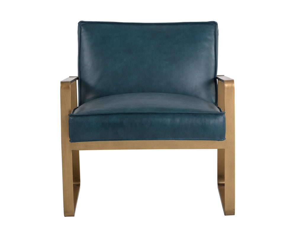 Sunpan Kristoffer Lounge Chair - Vintage Peacock/Steel Grey/Vanilla Leather
