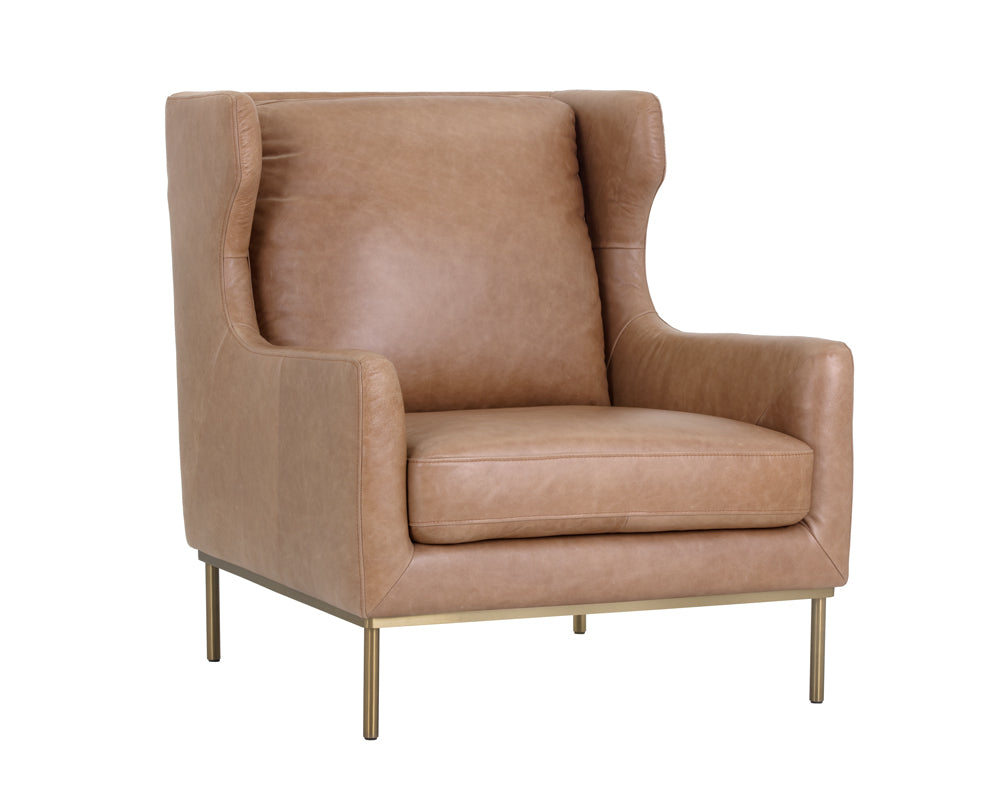 Sunpan Virgil Lounge Chair In Marseille Black/Camel Leather