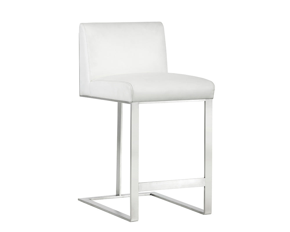 Sunpan Dean Counter Stool - Stainless Steel - Cantina Black/Magnetite/White