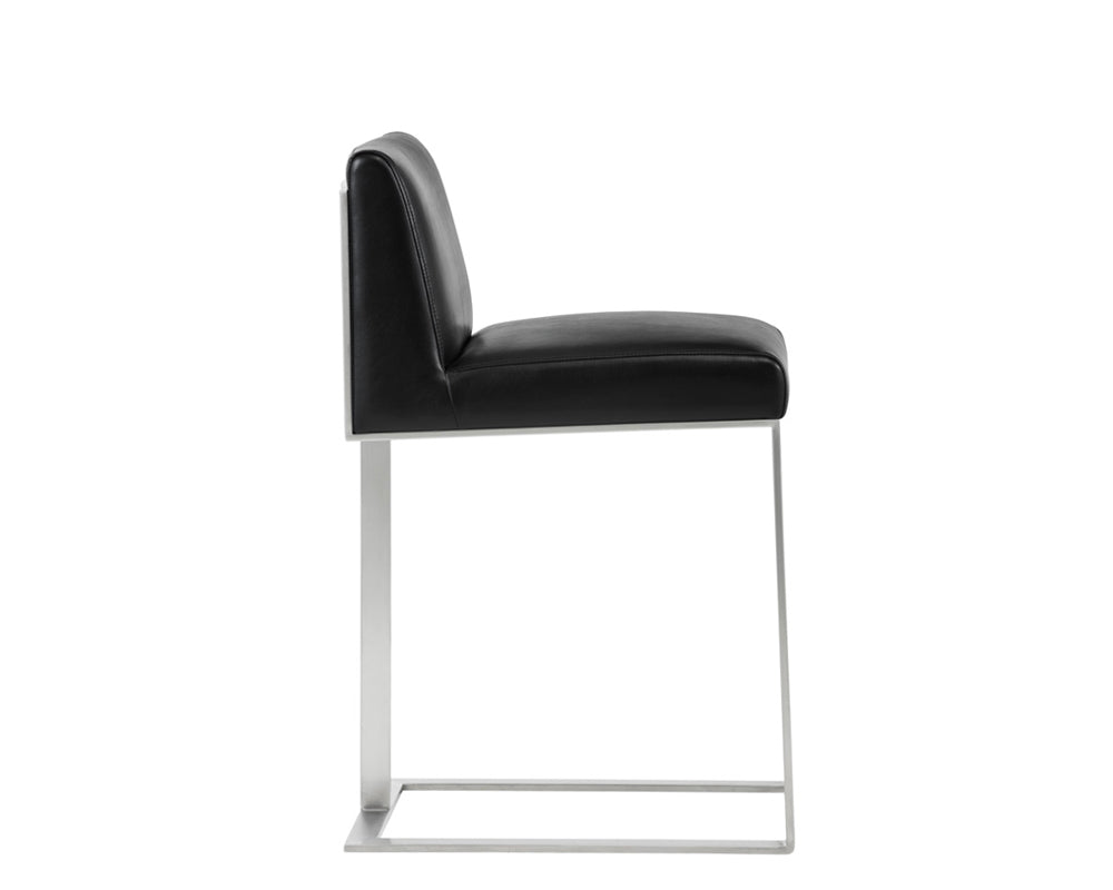 Sunpan Dean Counter Stool - Stainless Steel - Cantina Black/Magnetite/White