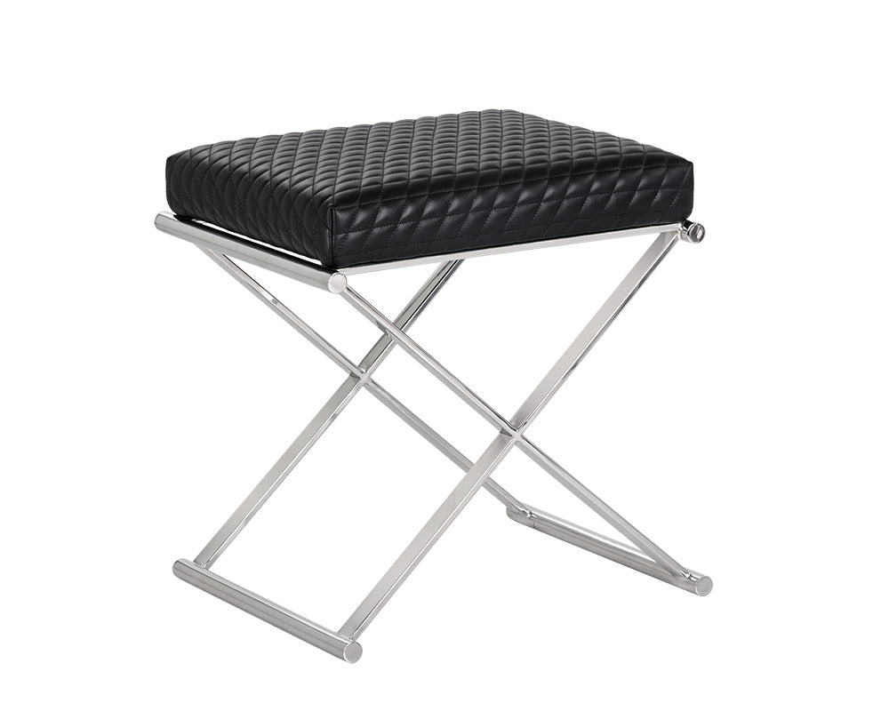 Sunpan Elena Ottoman - Black Leather