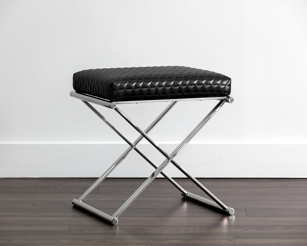Sunpan Elena Ottoman - Black Leather