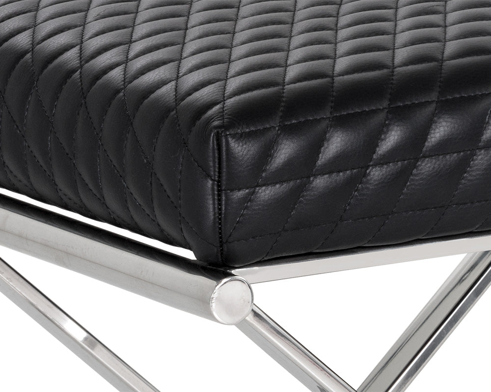 Sunpan Elena Ottoman - Black Leather