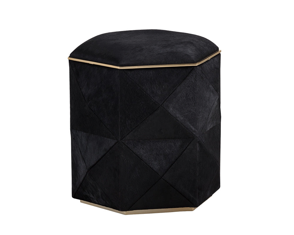 Sunpan Ashanti Storage Ottoman - Gold And Black/Silver And Grey