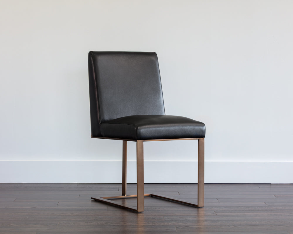 Sunpan Dean Dining Chair - Antique Brass - Cantina Black/Cantina White