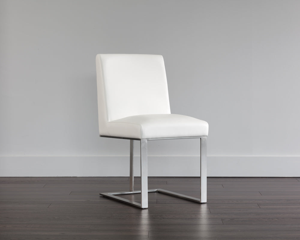 Sunpan Dean Dining Chair - Stainless Steel - Cantina Black/Magnetite/White