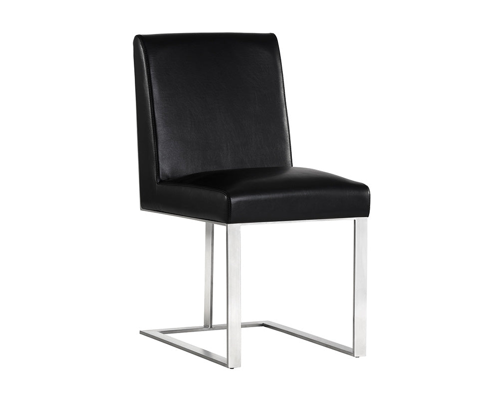 Sunpan Dean Dining Chair - Stainless Steel - Cantina Black/Magnetite/White