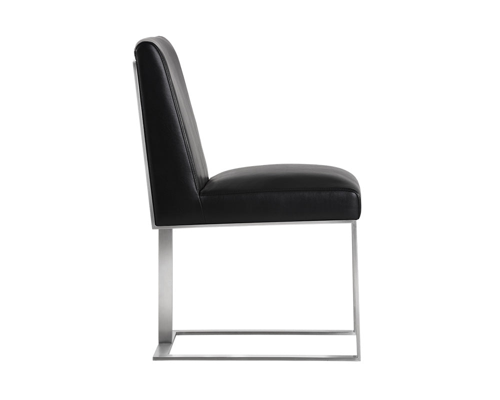 Sunpan Dean Dining Chair - Stainless Steel - Cantina Black/Magnetite/White