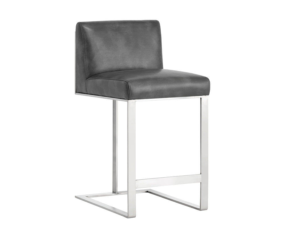 Sunpan Dean Counter Stool - Stainless Steel - Cantina Black/Magnetite/White