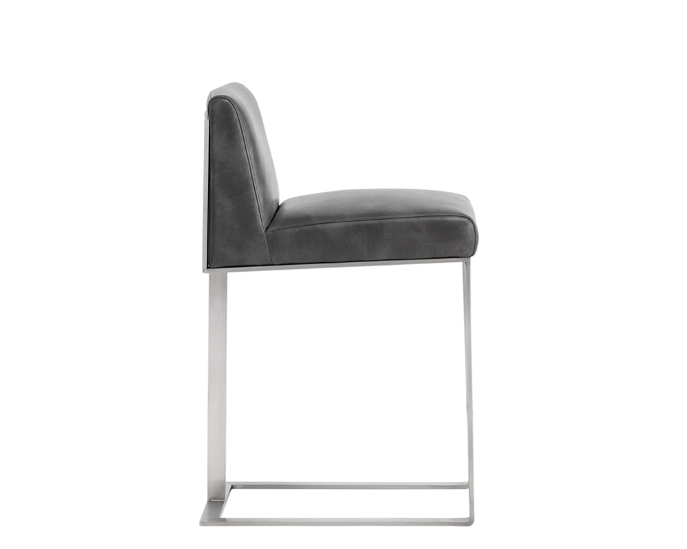 Sunpan Dean Counter Stool - Stainless Steel - Cantina Black/Magnetite/White