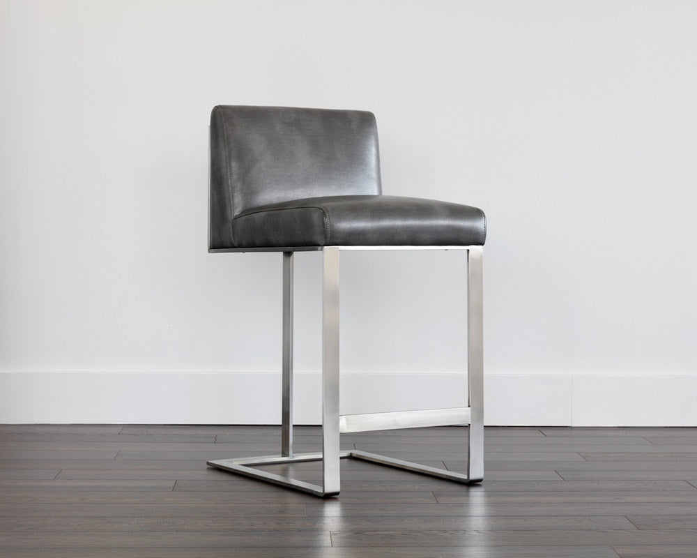 Sunpan Dean Counter Stool - Stainless Steel - Cantina Black/Magnetite/White