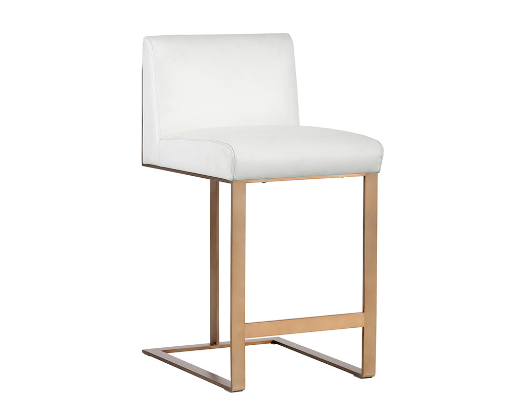 Sunpan Dean Counter Stool In Antique Brass And Cantina Black/White