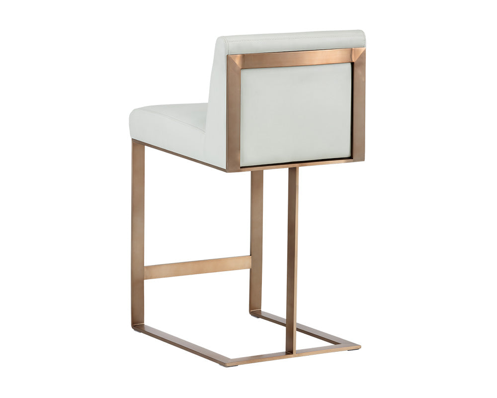 Sunpan Dean Counter Stool In Antique Brass And Cantina Black/White