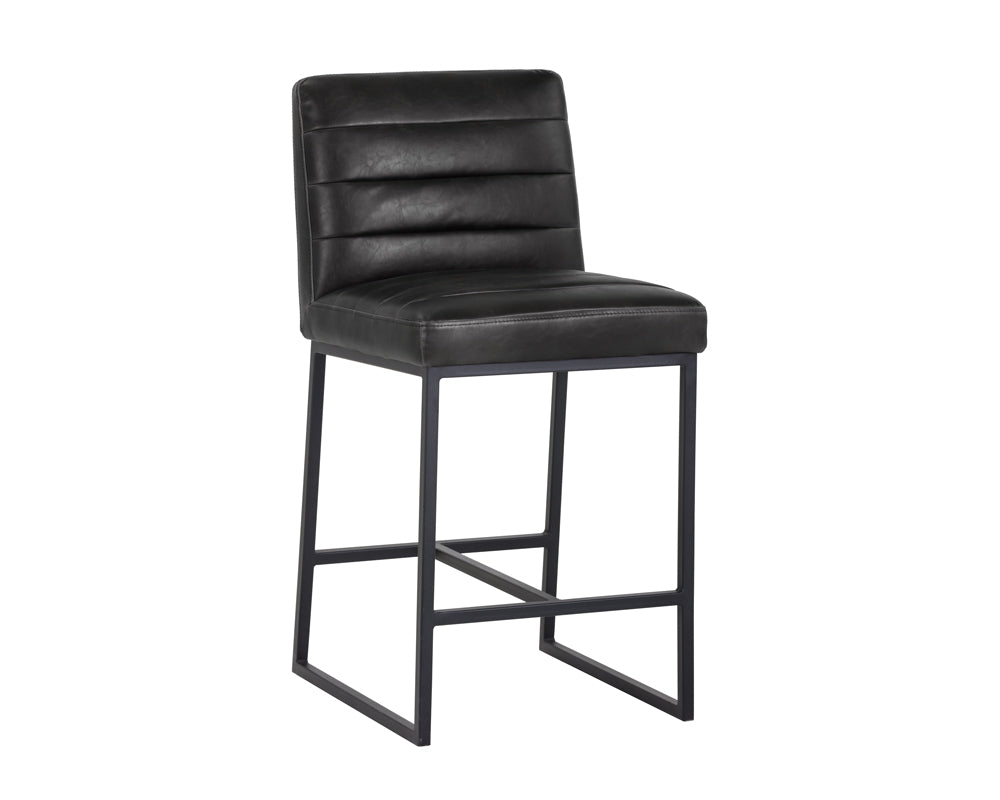 Sunpan Spyros Counter Stool - Coal Black/Havana Dark Brown/Overcast Grey