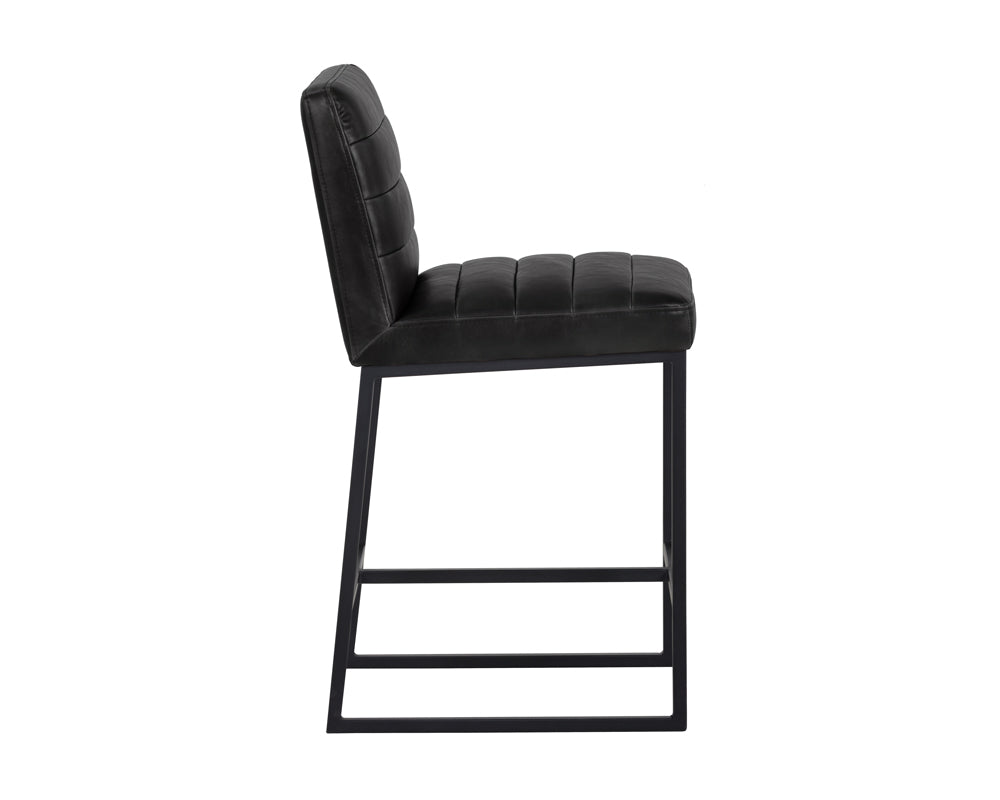 Sunpan Spyros Counter Stool - Coal Black/Havana Dark Brown/Overcast Grey