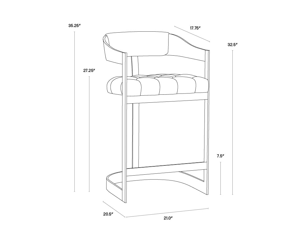 Sunpan Beaumont Counter Stool in Stainless Steel and Cantina Magnetite