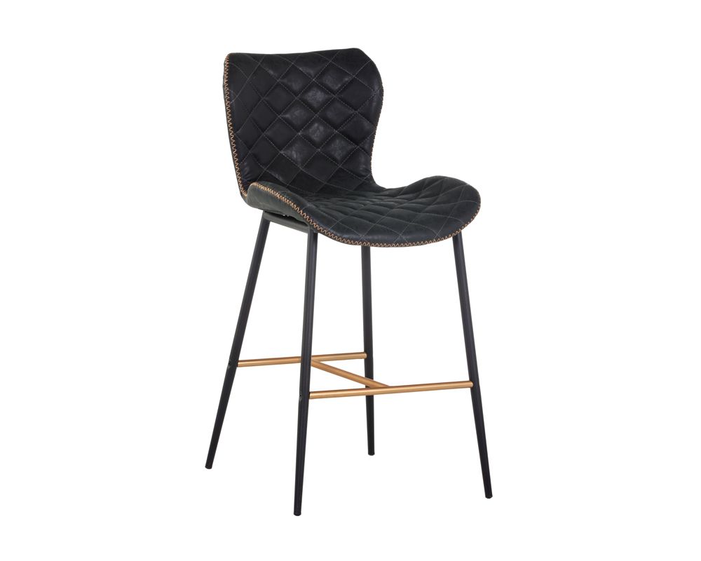 Sunpan Lyla Counter Stool in Antique Black / Brown / Grey