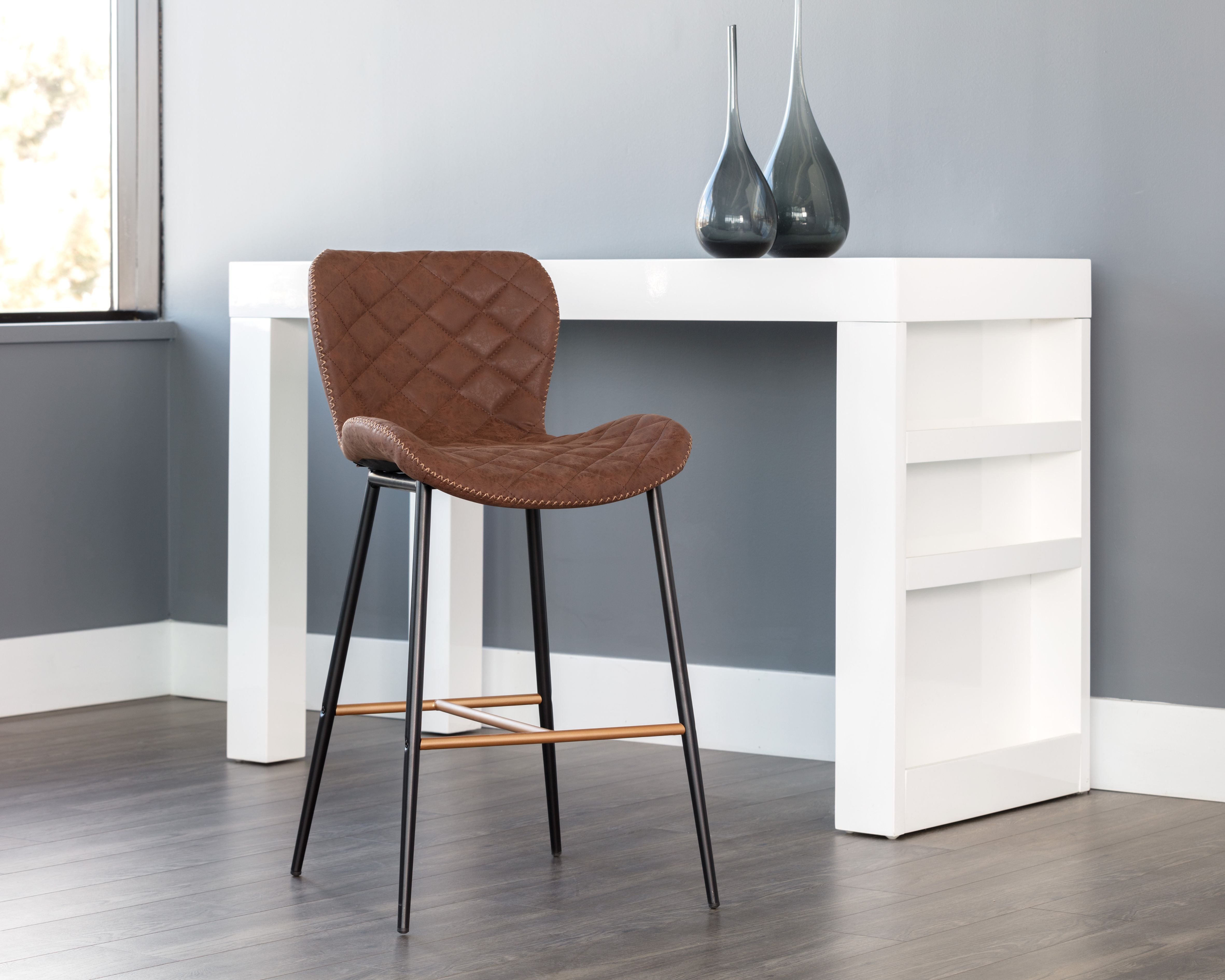 Sunpan Lyla Counter Stool in Antique Black / Brown / Grey