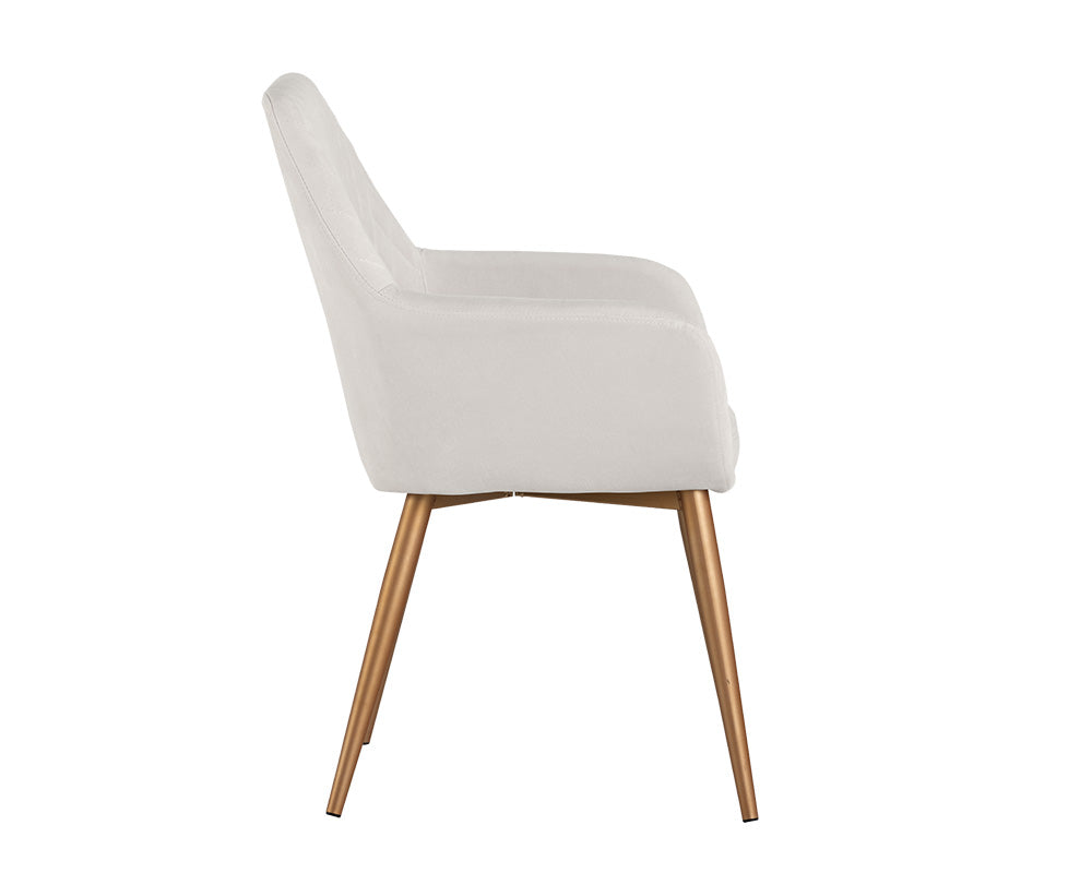 Sunpan Jayna Dining Armchair - Black And Polo Club Stone/Champagne Gold And Antonio Linen