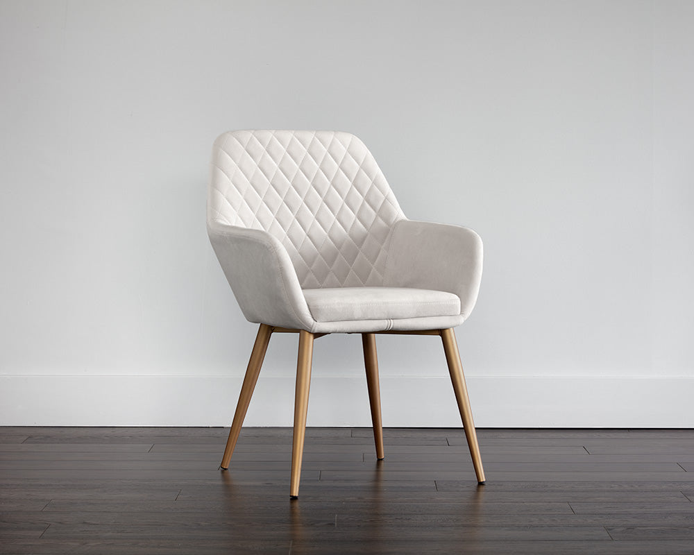 Sunpan Jayna Dining Armchair - Black And Polo Club Stone/Champagne Gold And Antonio Linen