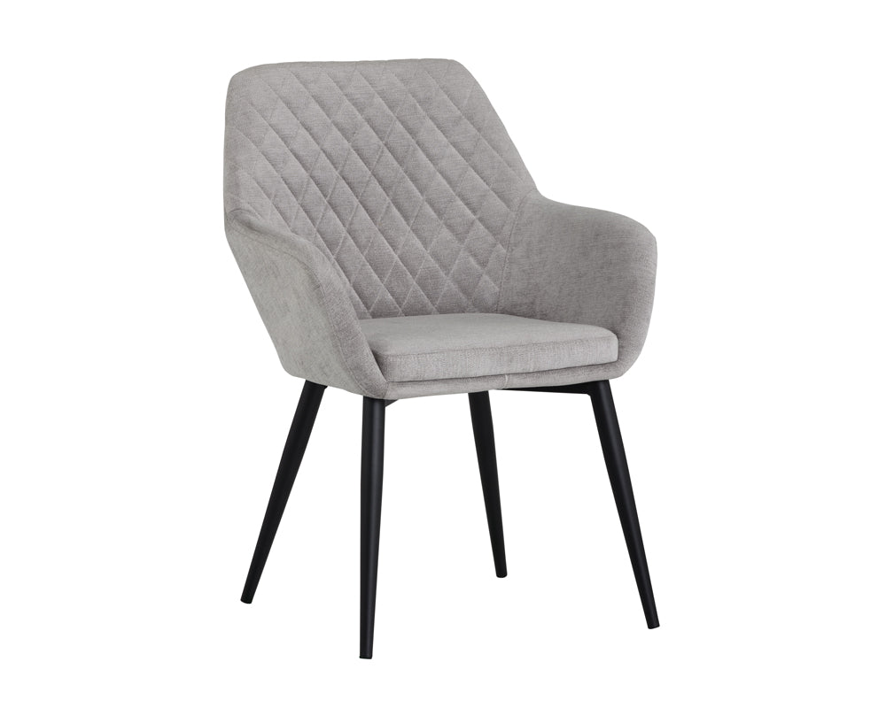 Sunpan Jayna Dining Armchair - Black And Polo Club Stone/Champagne Gold And Antonio Linen