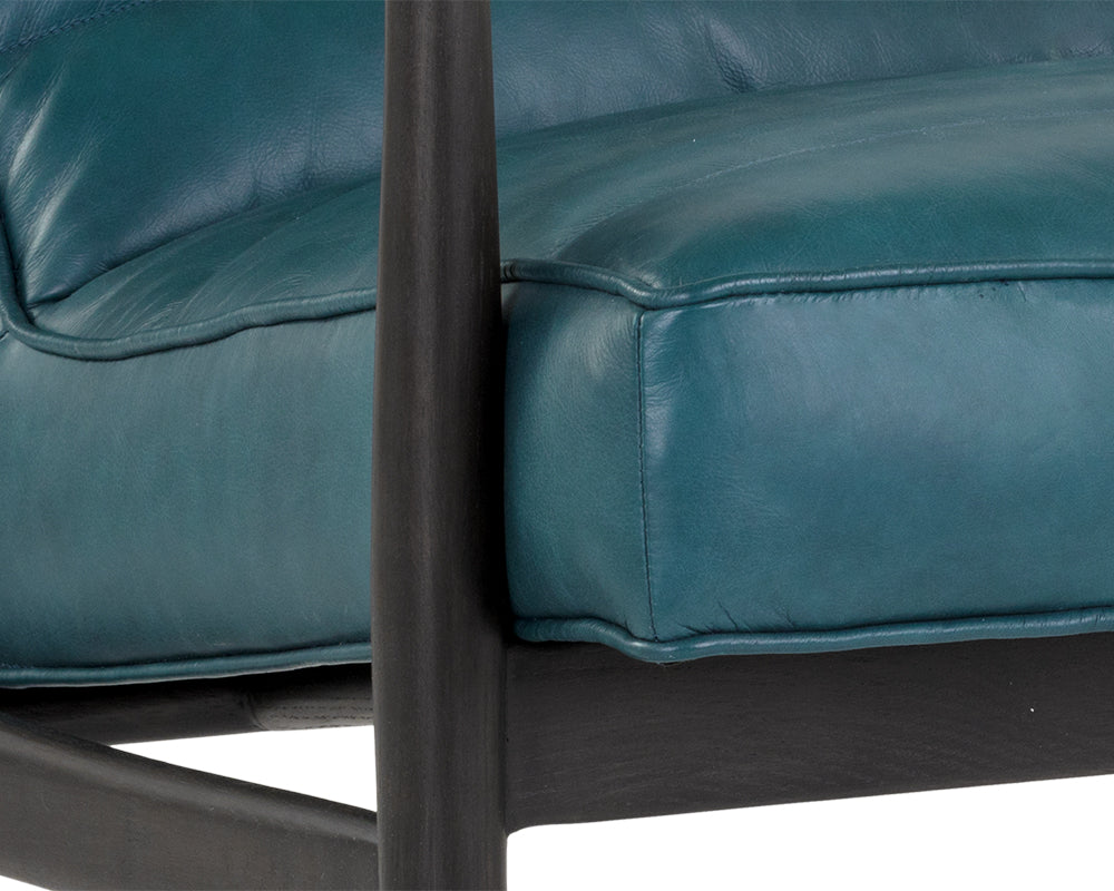 Sunpan Lyric Lounge Chair in Vintage Peacock / Vanilla Leather / Caramel Leather