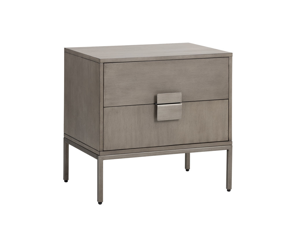 Sunpan Jade Nightstand - Antique Brass and Dark Mango/Antique Silver and Ash Grey