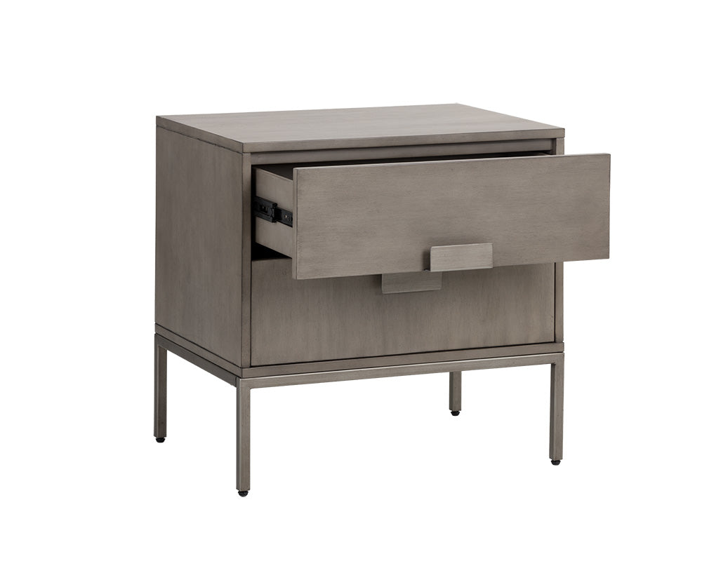 Sunpan Jade Nightstand - Antique Brass and Dark Mango/Antique Silver and Ash Grey