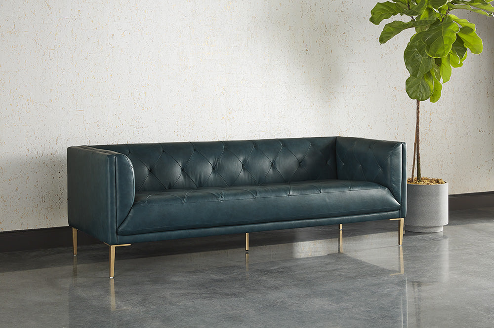 Sunpan Westin Sofa - Vintage Black Night/Caramel/Peacock/Steel Gray/Vanilla Leather