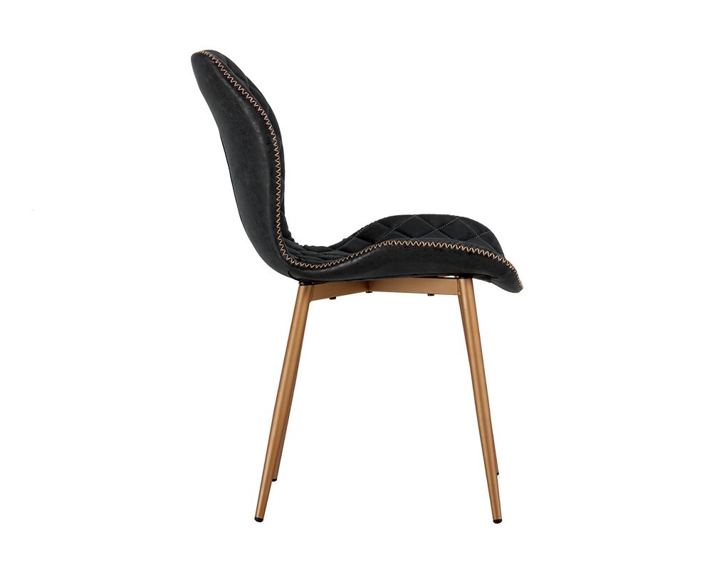 Sunpan Lyla Dining Chair - Champagne Gold - Antique Black - Set of Two