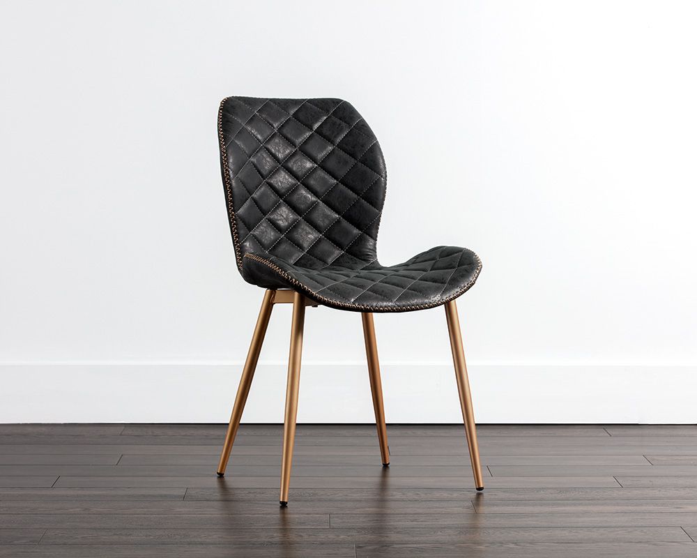 Sunpan Lyla Dining Chair - Champagne Gold - Antique Black - Set of Two