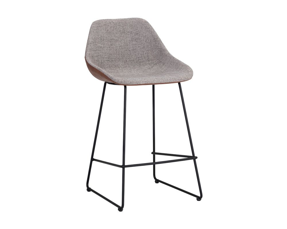 Sunpan Mccoy Counter Stool - November Grey and Cinnamon Brown/Nightfall Black