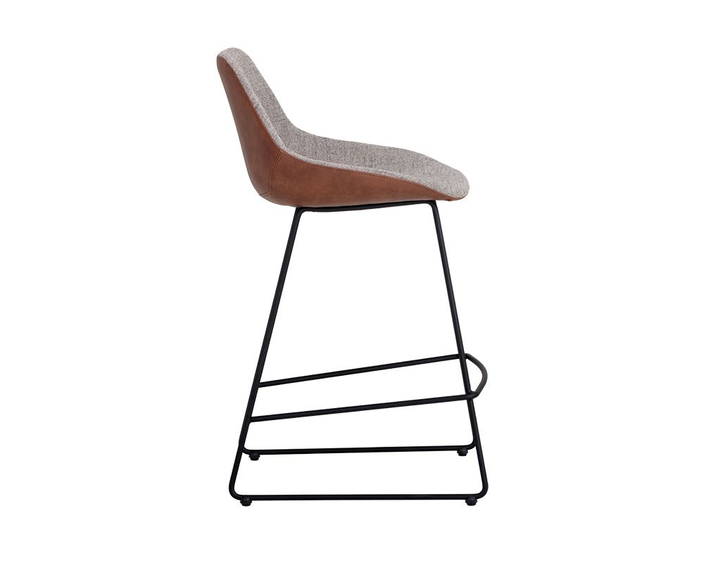 Sunpan Mccoy Counter Stool - November Grey and Cinnamon Brown/Nightfall Black