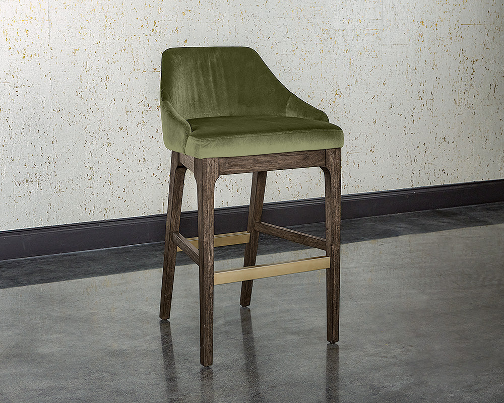 Sunpan Kace Barstool - Bravo Cream/Bravo Metal/Leo Olive/Leo Shale Grey