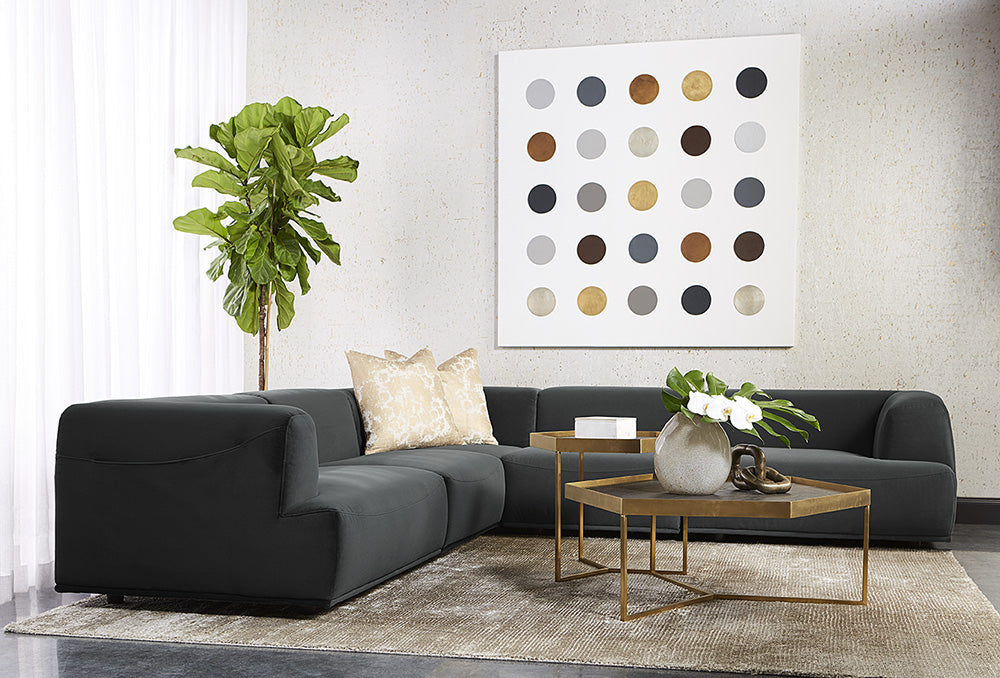 Sunpan Cairo Darren Sectional Set - Moto Stucco / Smokescreen
