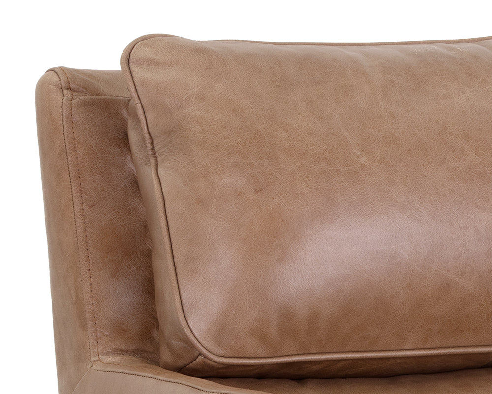 Sunpan Easton Swivel Lounge Chair - Marseille Black/Camel Leather