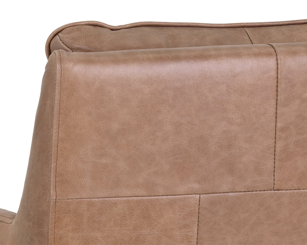 Sunpan Easton Swivel Lounge Chair - Marseille Black/Camel Leather