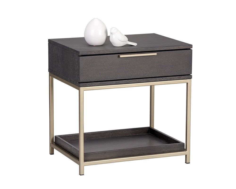 Sunpan Rebel Nightstand - Black and Taupe/Gold And Charcoal Grey/Raw Umber