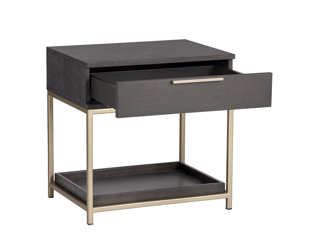 Sunpan Rebel Nightstand - Black and Taupe/Gold And Charcoal Grey/Raw Umber