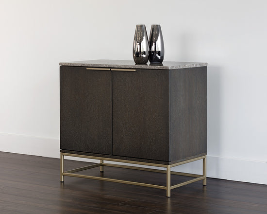 Sunpan Rebel Sideboard - Gold - Light Grey Marble / Charcoal Grey