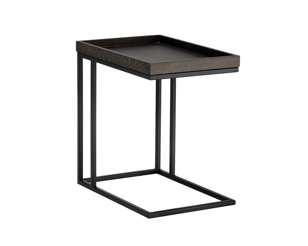Sunpan Arden C-Shaped End Table - Black and Charcoal Grey/Gold and Raw Umber