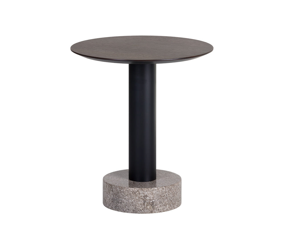 Sunpan Monaco End Table - Black - Light Grey Marble and Raw Umber/Charcoal Grey