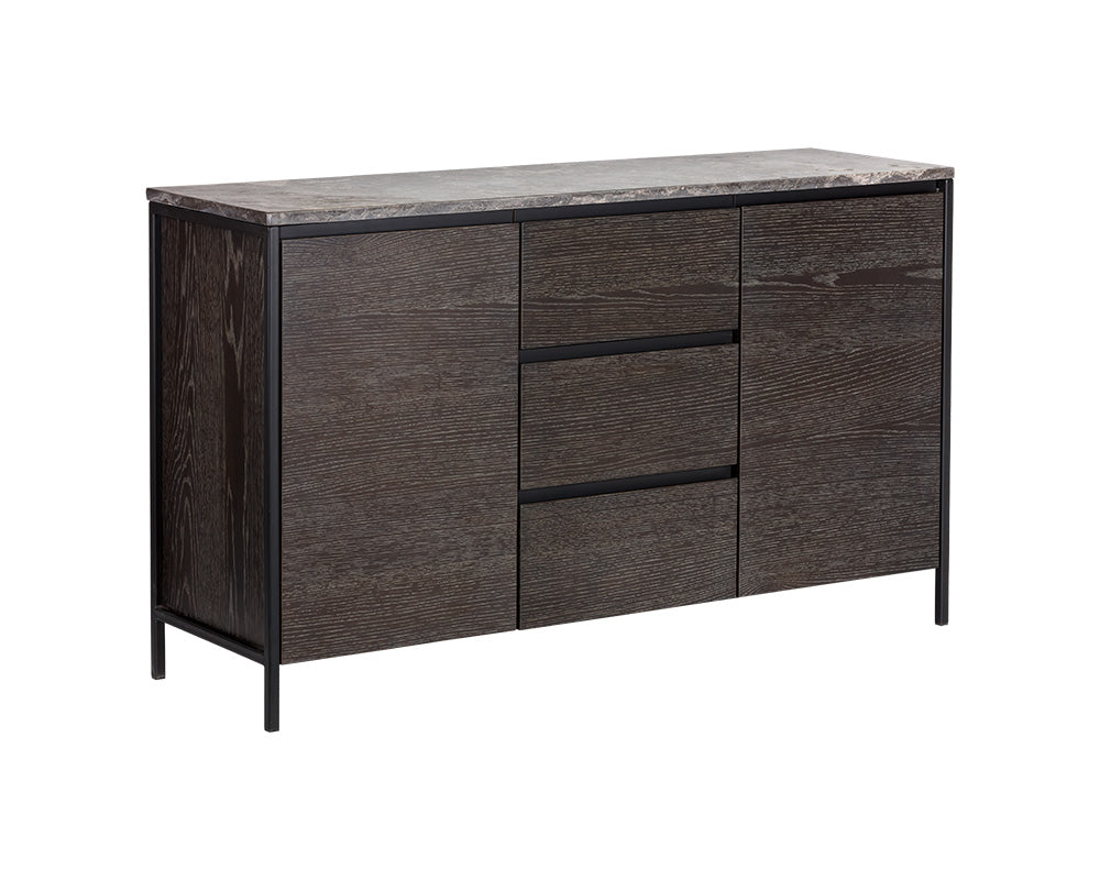 Sunpan Stamos Sideboard - Black - Light Grey Marble / Charcoal Grey