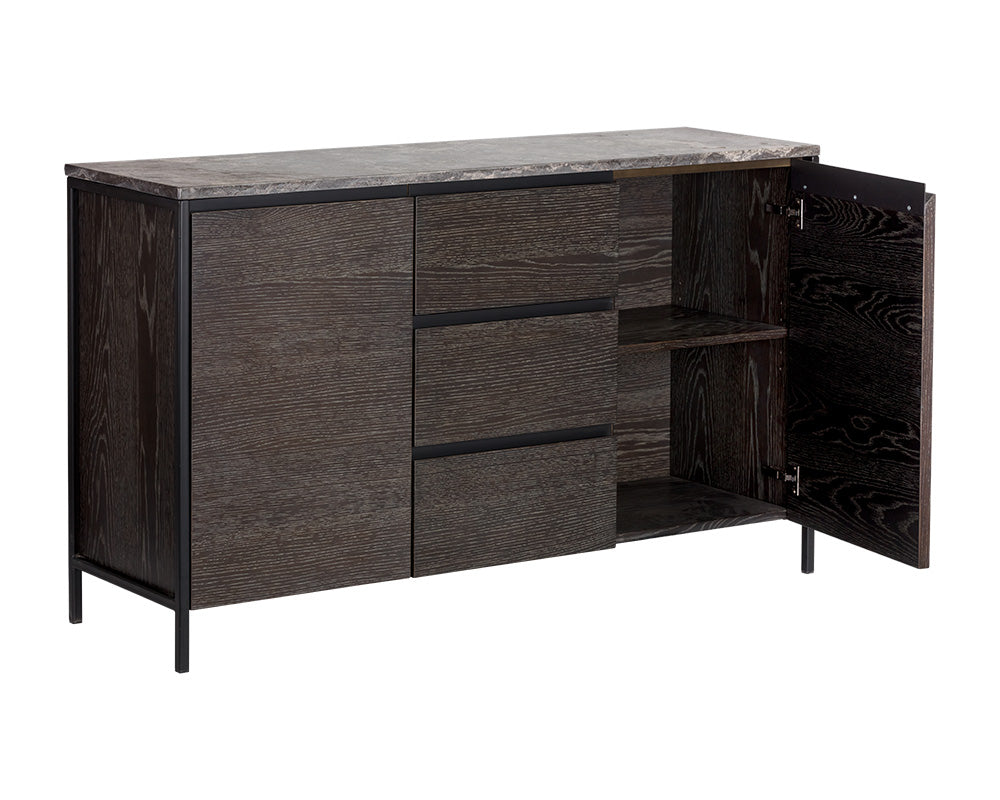 Sunpan Stamos Sideboard - Black - Light Grey Marble / Charcoal Grey