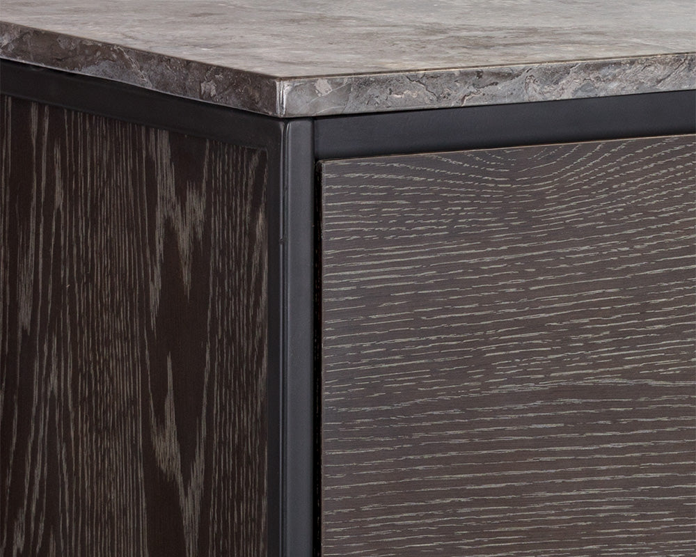 Sunpan Stamos Sideboard - Black - Light Grey Marble / Charcoal Grey