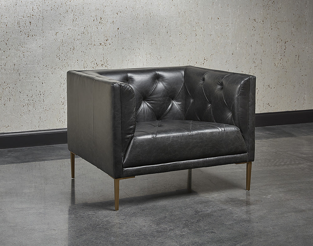 Sunpan Westin Armchair - Vintage Black Night/Caramel/Peacock/Steel Grey/Vanilla Leather