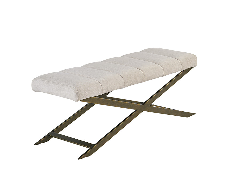 Sunpan Kammi Bench - Bravo Cream / Bravo Metal / Polo Club Kohl Grey / Polo Club Muslin