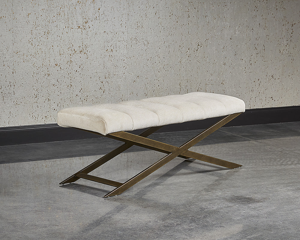 Sunpan Kammi Bench - Bravo Cream / Bravo Metal / Polo Club Kohl Grey / Polo Club Muslin