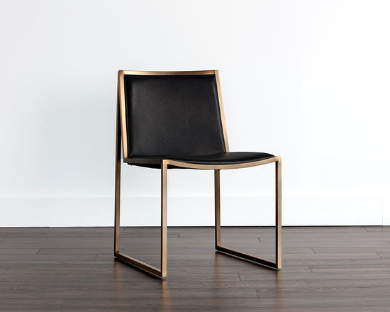 Sunpan Blair Dining Chair - Antique Brass and Cantina Black / Castillo Cream - Set of Two